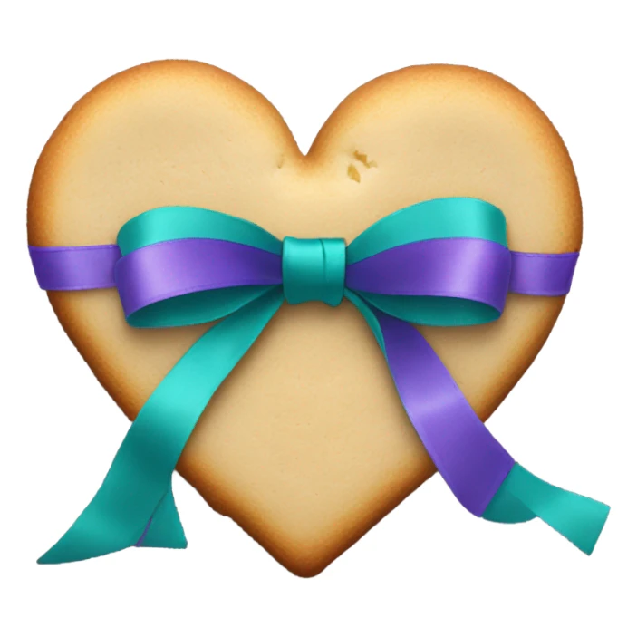 Cookie heart with teal purple support ribbon loop sticker