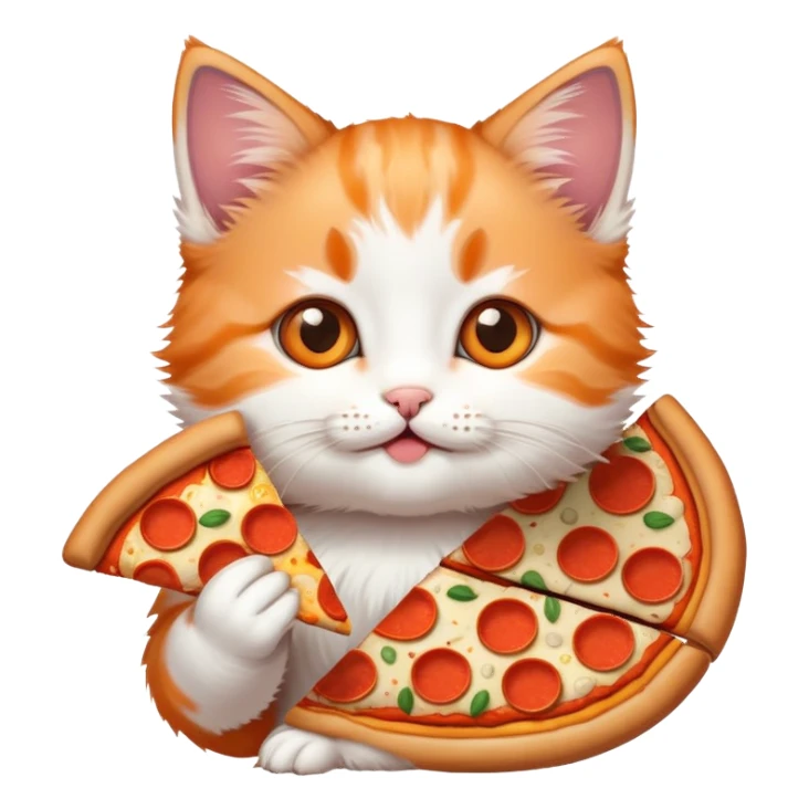 Kitten eating pizza  sticker
