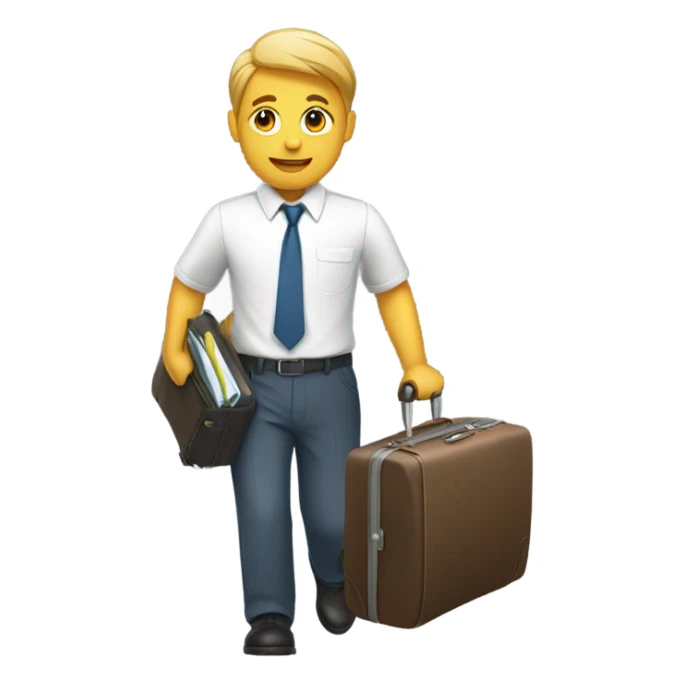 office worker with a luggage sticker