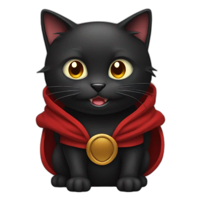 Black cat with red robe and big fangs sticker