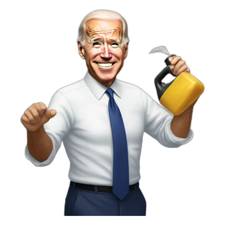 Joe biden reaching for oil sticker