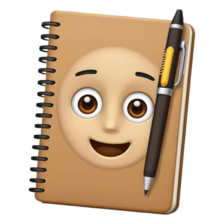brown school notebook and pen sticker