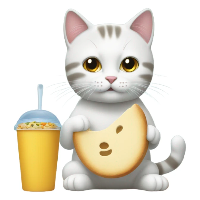 un chat qui mange sticker