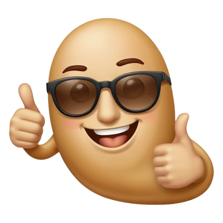 Bean wearing sunglasses giving a thumps up sticker