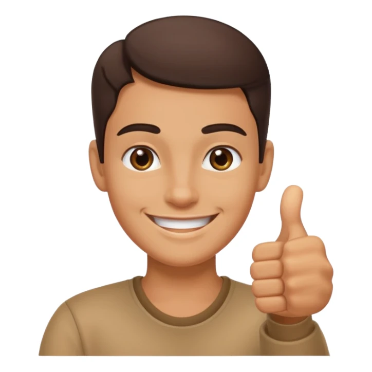 one eyebrow up with smiley face doing thumbs up sticker