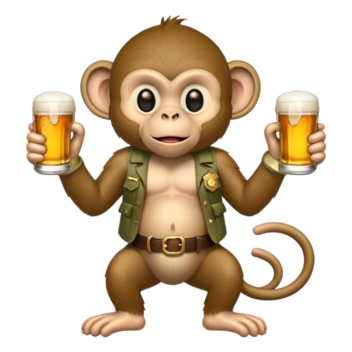 Monkey with beer and guns sticker