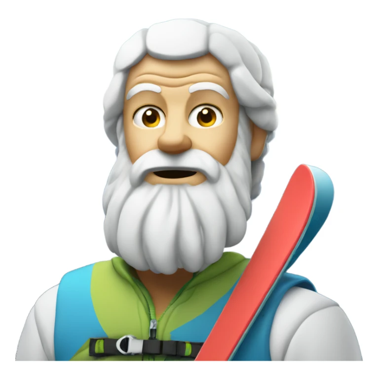 Socrates on mountain skis sticker