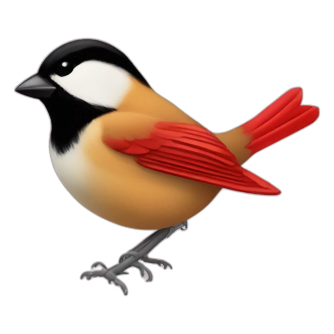 Chickadee heart cardinal sticker