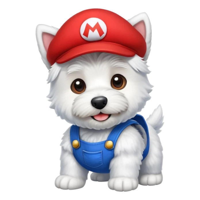 Whest Highland White Terrier dressed as mario sticker