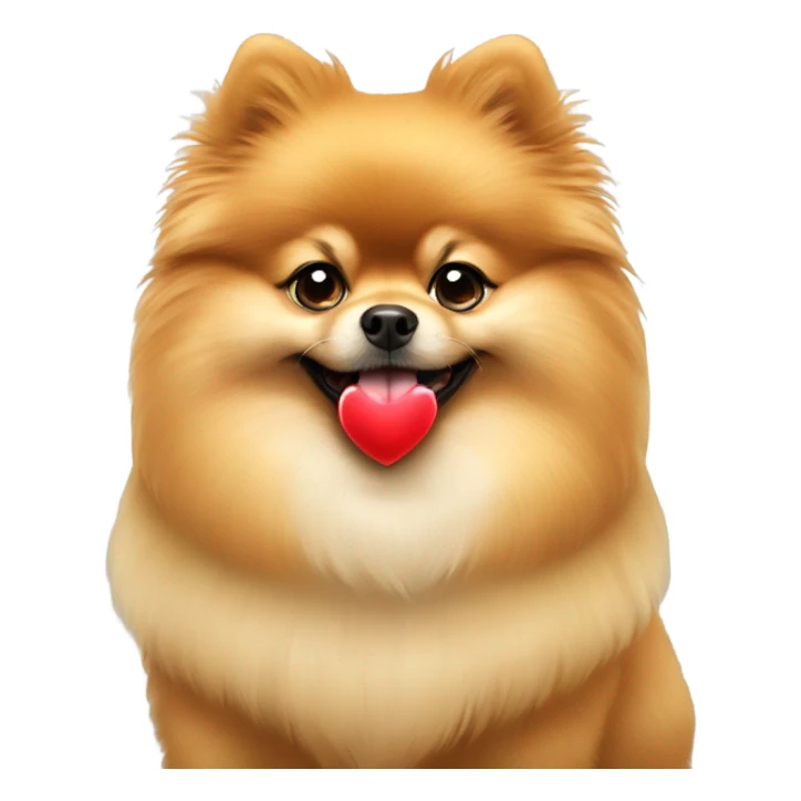 Pomeranian with a heart sticker