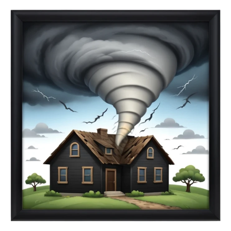 Tornado in storm with home sticker