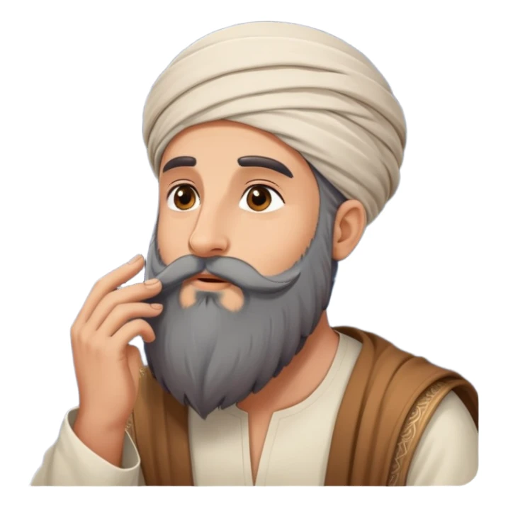 Middle Eastern sage with long beard stroking his beard while looking up at stars sticker