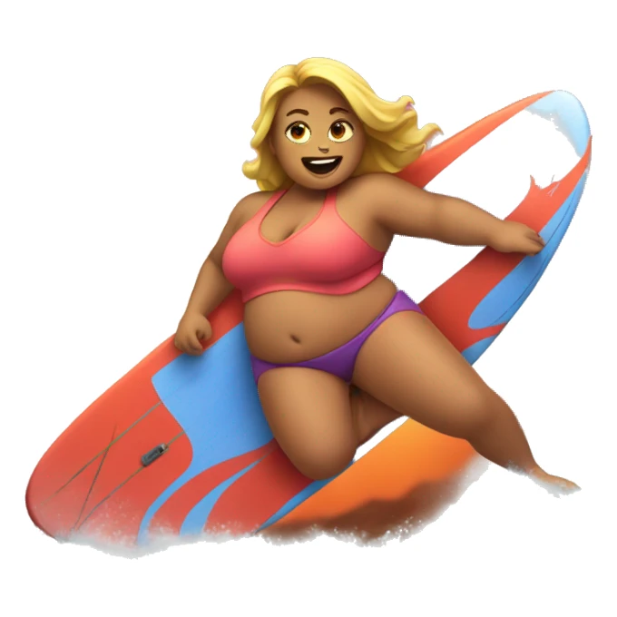 Fat girl surfing on lava sticker