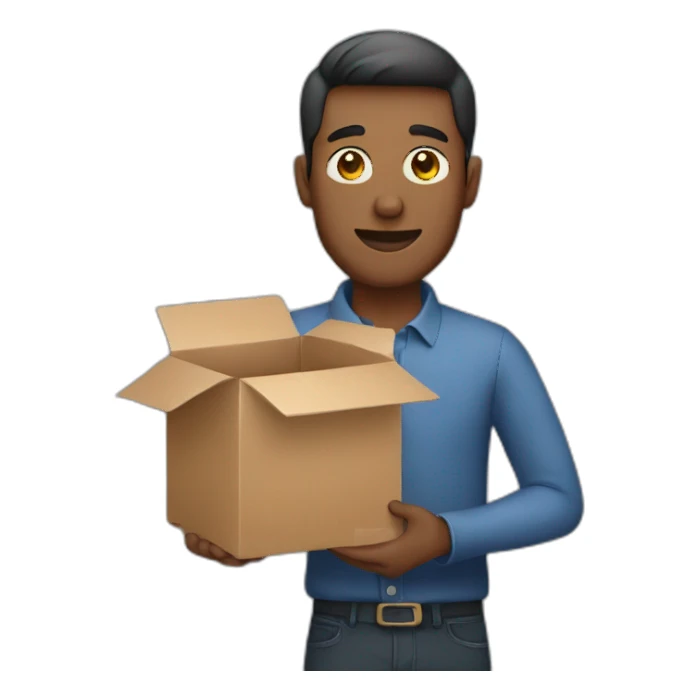 Man with box into the hands sticker