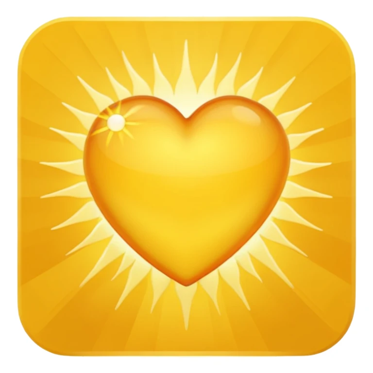 yellow heart with a sun and rays sticker