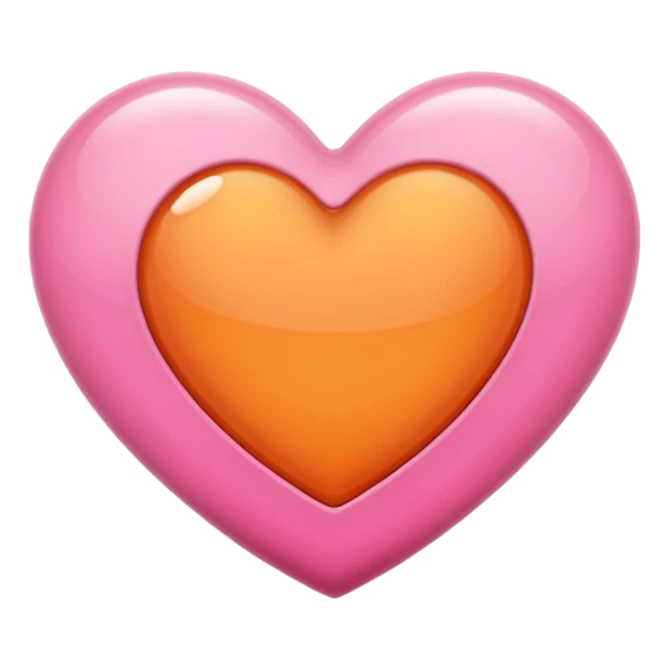 orange heart with pink shade sticker