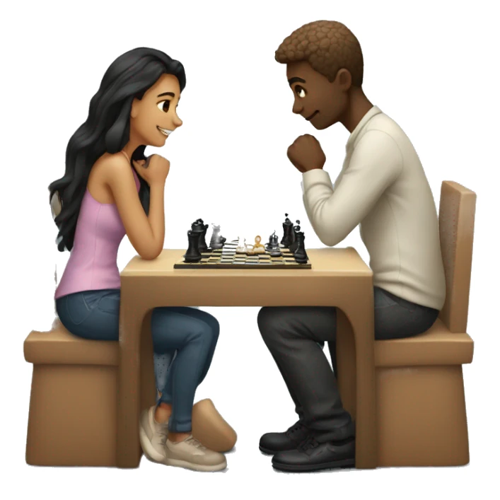 Cute couple playing chess sticker