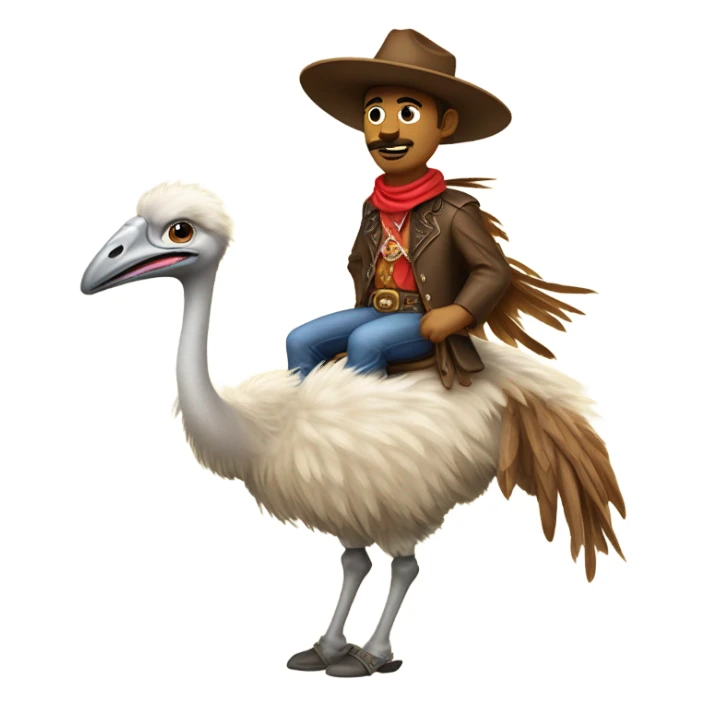 Cowboy riding ostrich  sticker