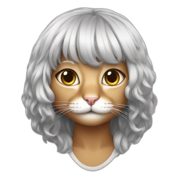 Cat in wig but in black sticker