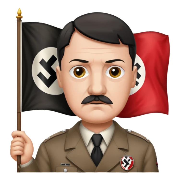 Hitler holding nazi flag sticker