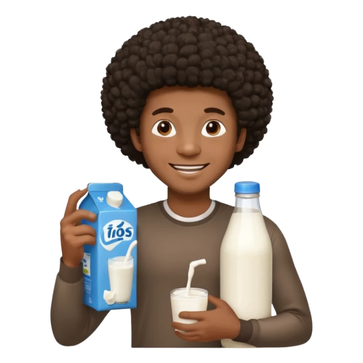 Make a black guy with Afro getting milk from store sticker
