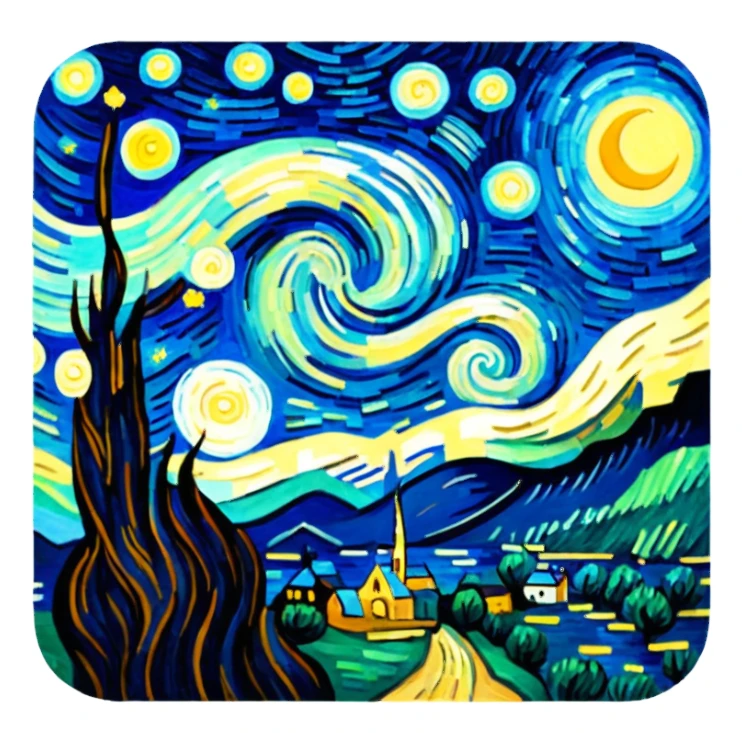 Starry night as painted by van gogh sticker