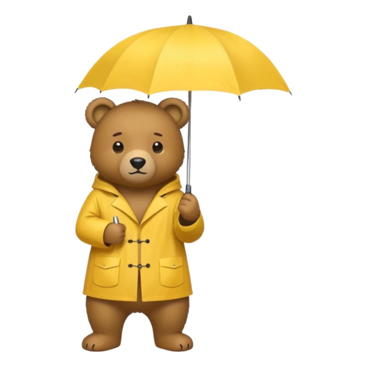 Bear with umbrella, wearing rain coat sticker