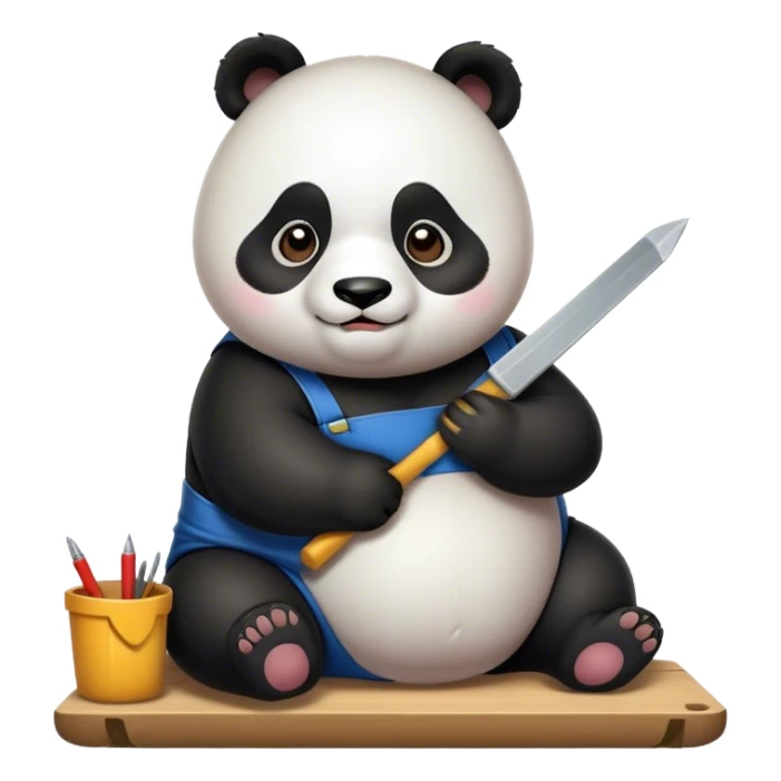 Chubby panda working trades sticker