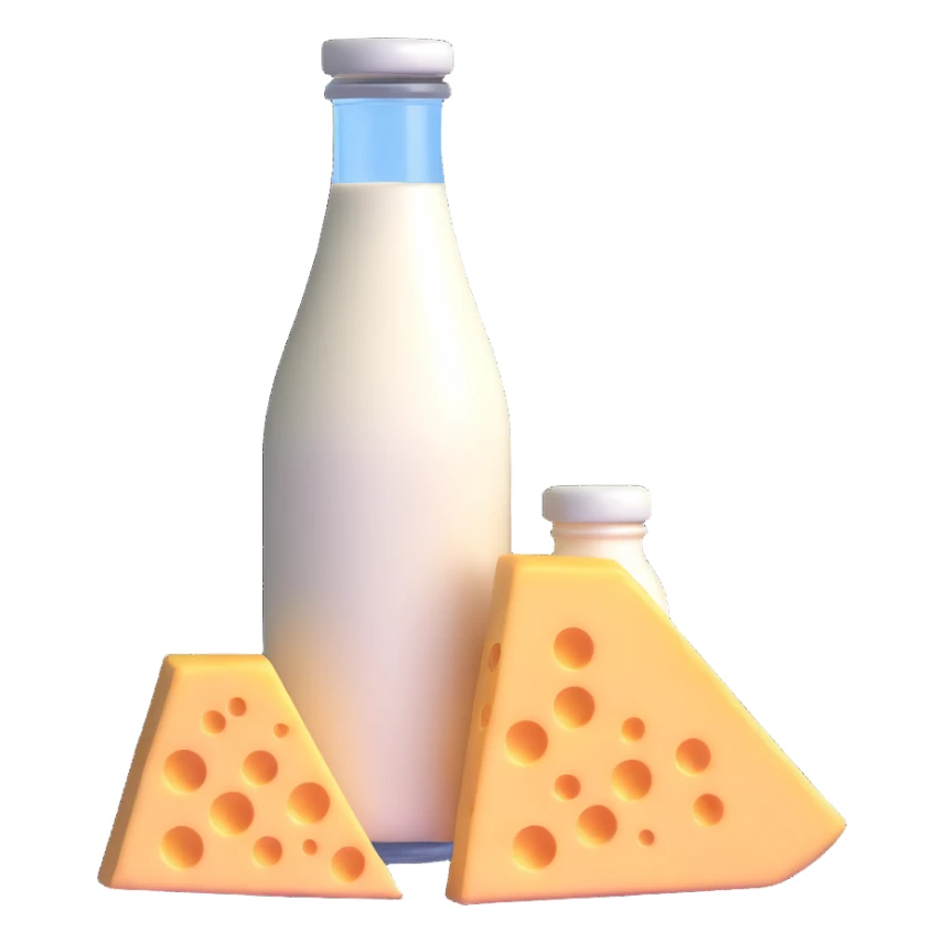 milk bottle and cheese wedge sticker
