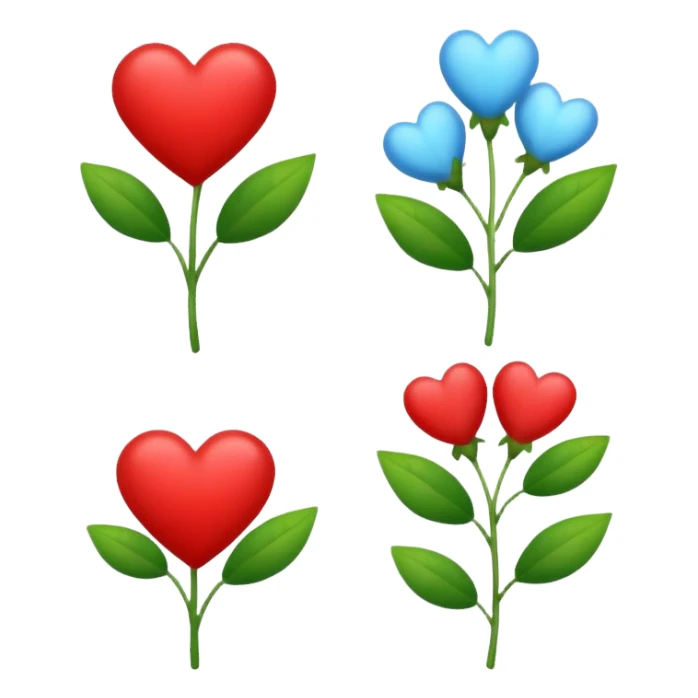 Growing hearts blue red green sticker