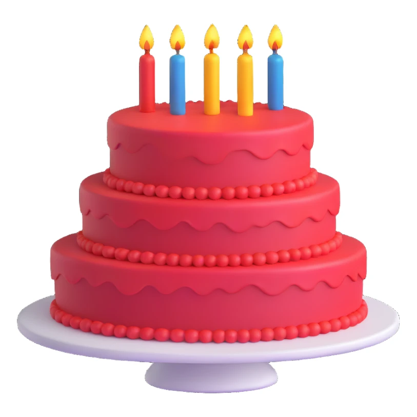 red birthday cake sticker
