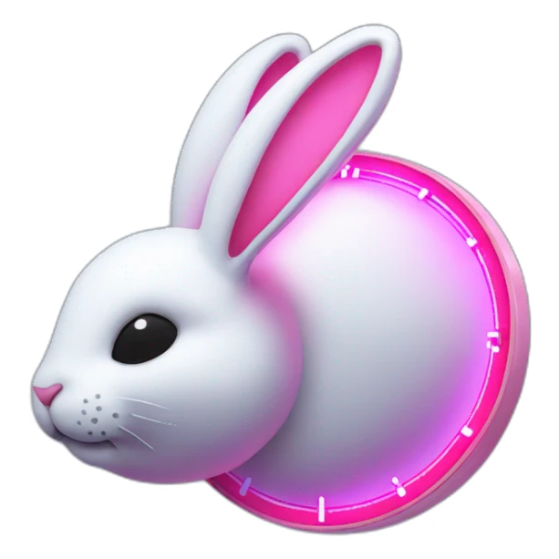 neon rabbit clock sticker