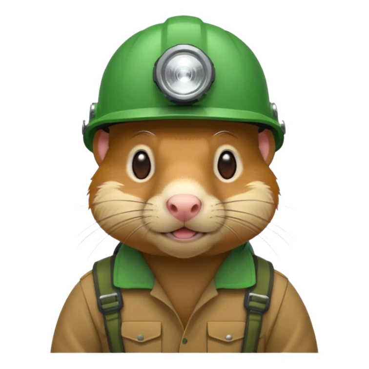 a mole rat, green helmet, headlamp sticker