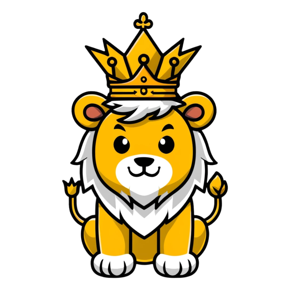 cute lion head with crown on top sticker
