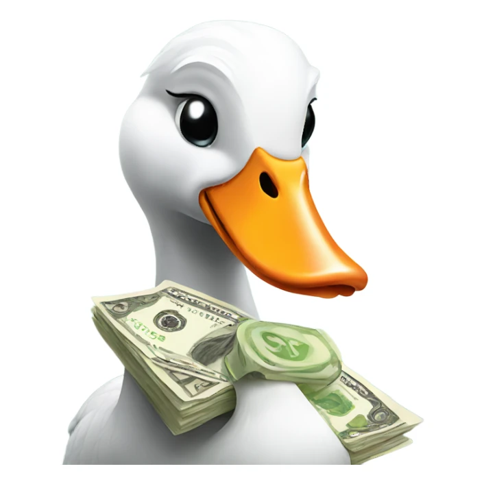 Goose with money sticker