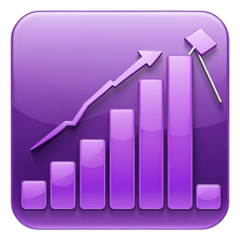 Purple Upward bar chart with a shadow sticker