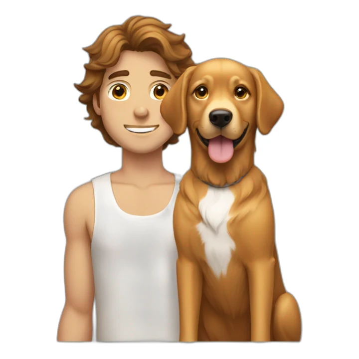 brown haired guy with golden retriever sticker