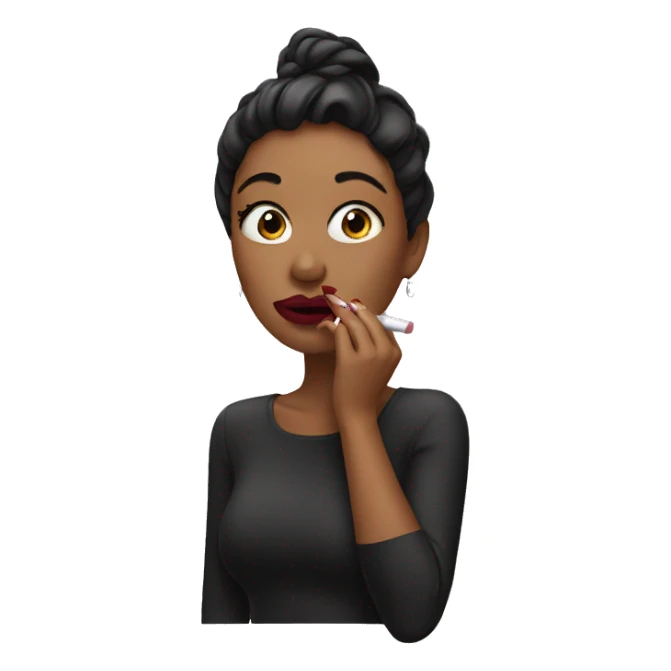 woman applying lipstick sticker