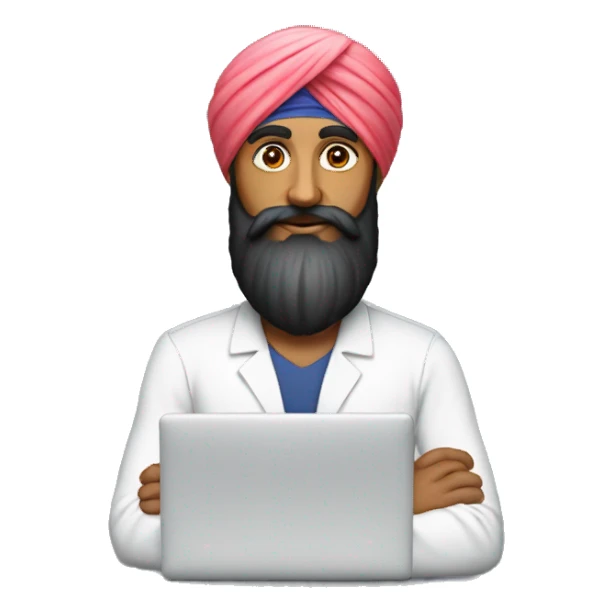 sikh man torso only with a lapto sticker