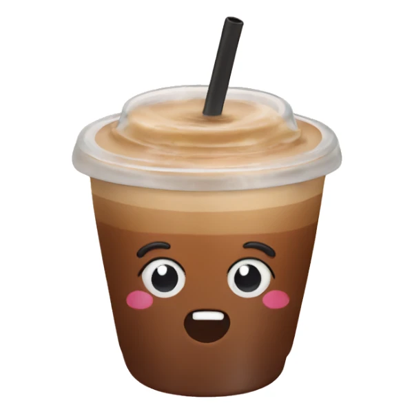 An iced coffee in a cute cup sticker