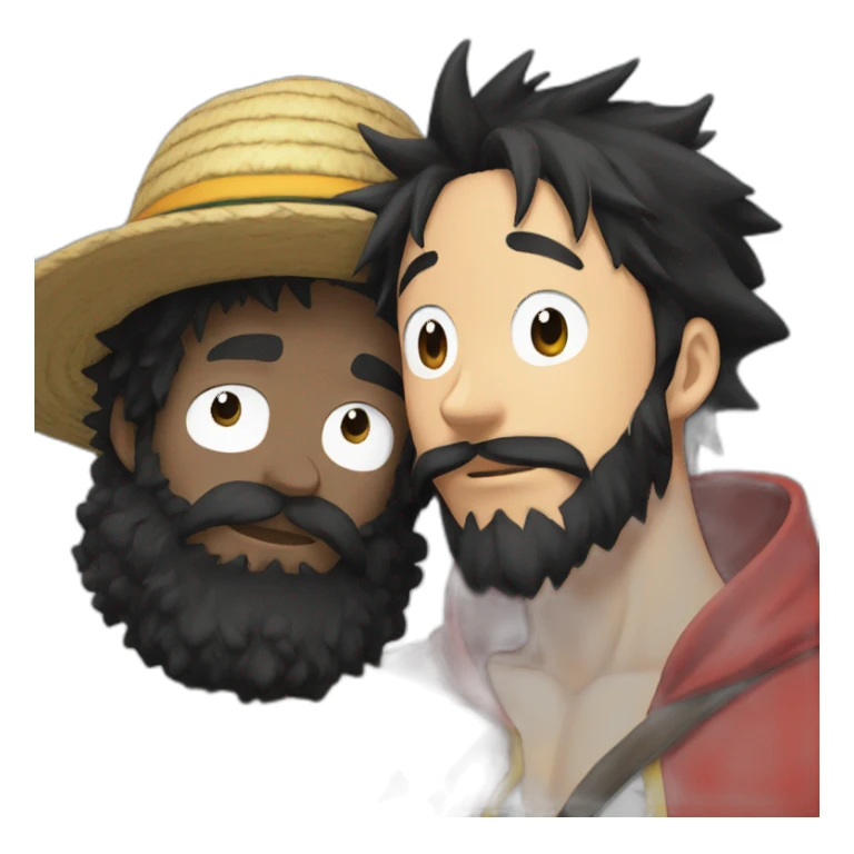 black beard kissing luffy sticker