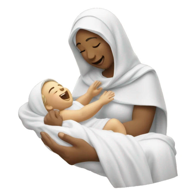 Mother Mary tickling baby Jesus sticker