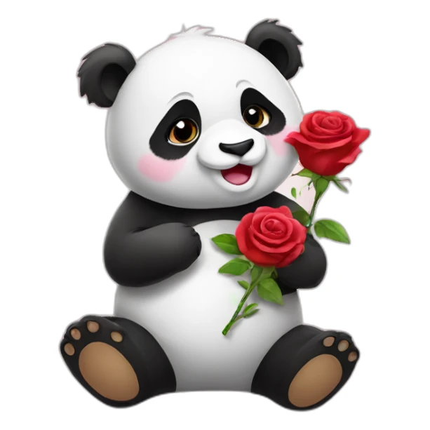 Cute panda with rose sticker