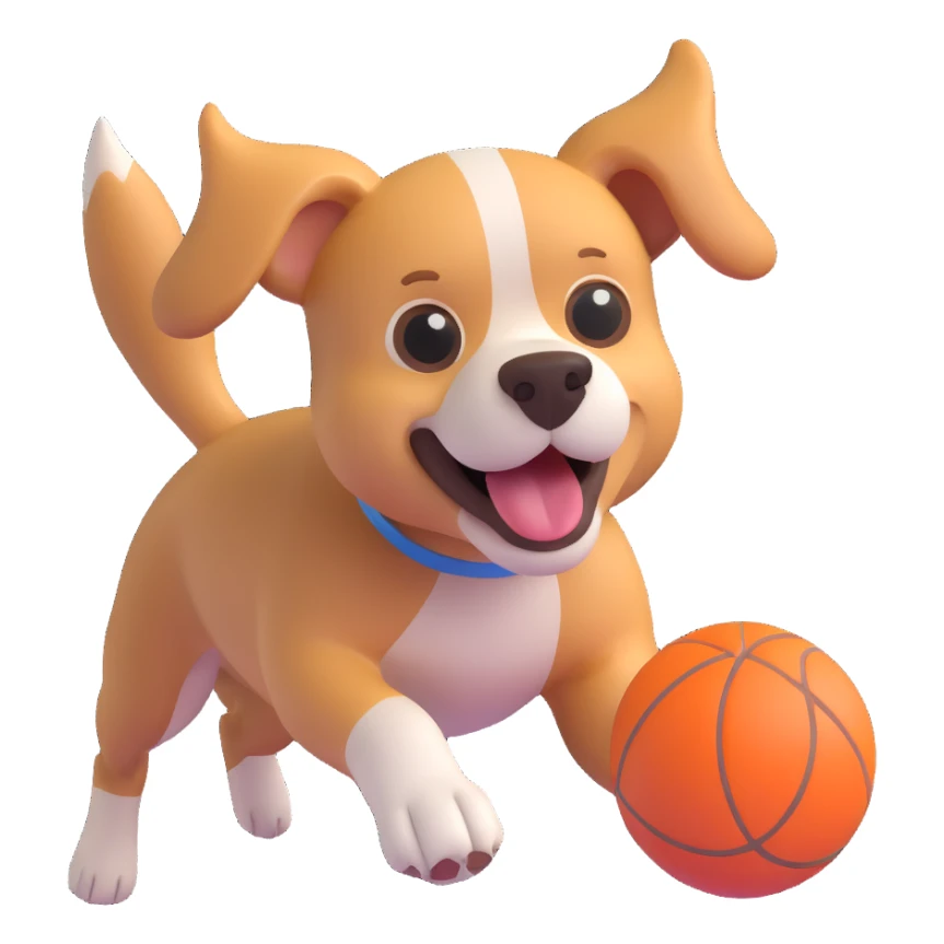 dog chasing ball in forrest, close up pose sticker