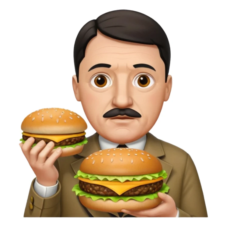 adolf hitler holding a big mac sticker