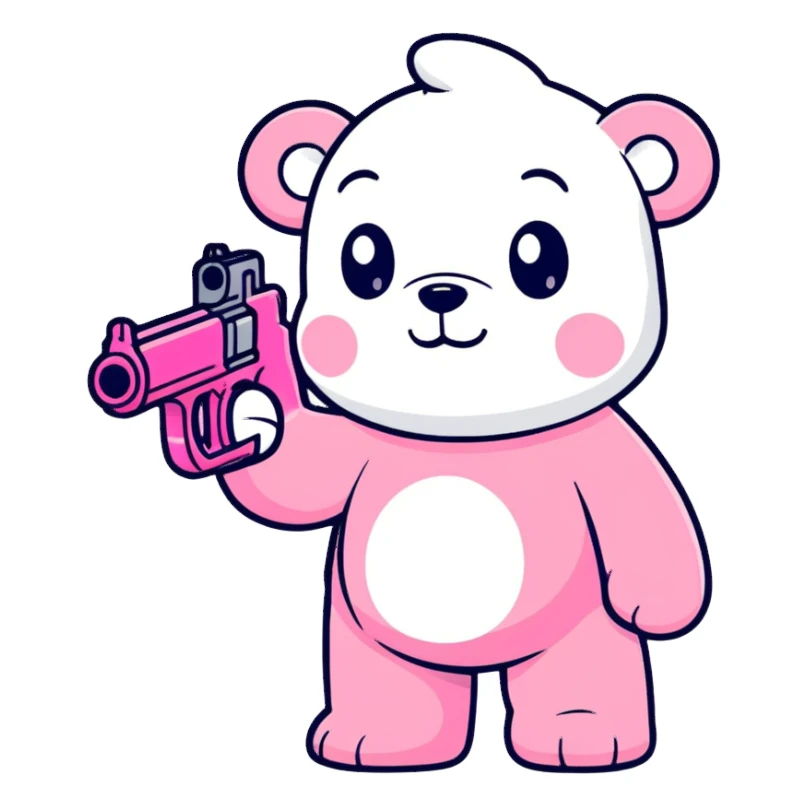Carebear holding a pink gun sticker