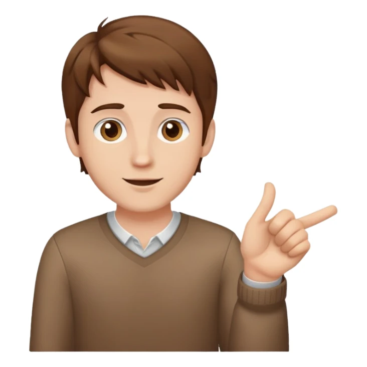 man gesturing, brown hair, charming sticker