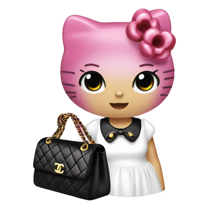 Hello Kitty with a black bah Timeless Chanel  sticker