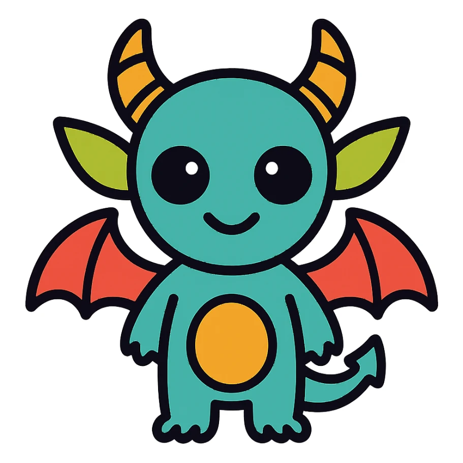 kid dragon mixed with demon and alien features sticker