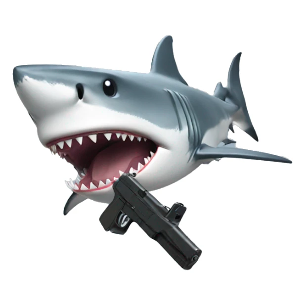 shark with a gun hand sticker